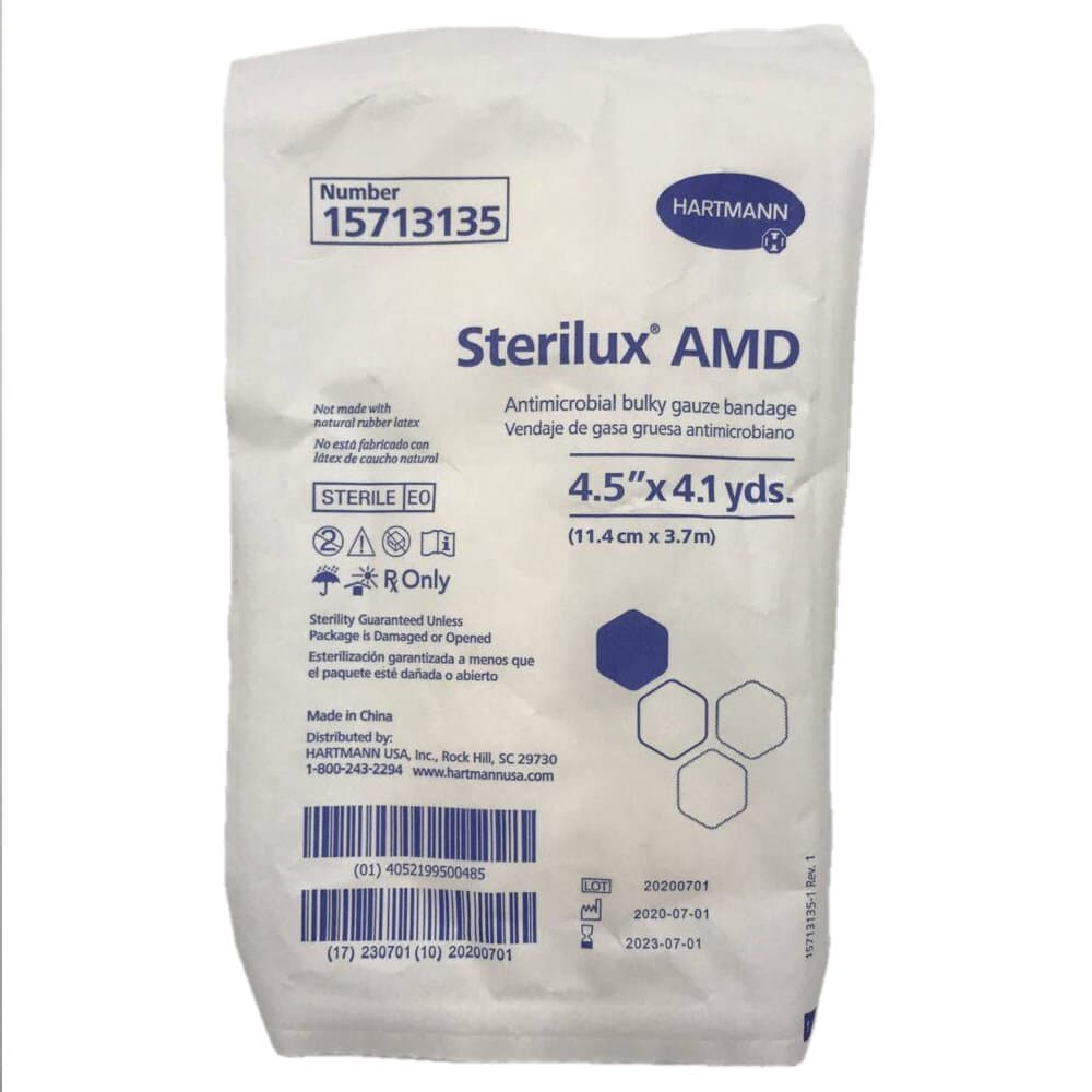 Sterilux AMD Antimicrobial Fluff Gauze Bandage Roll, 4-1/2 Inch x 4.1 Yard - Each - Image 1