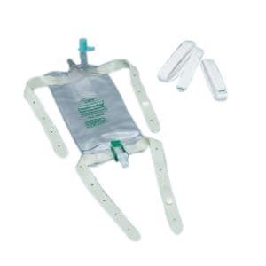 Dispoz-A-Bag Leg Bag with Flip-Flo Valve, Fabric Straps, 32 Ounce - Case of 50 - Image 1