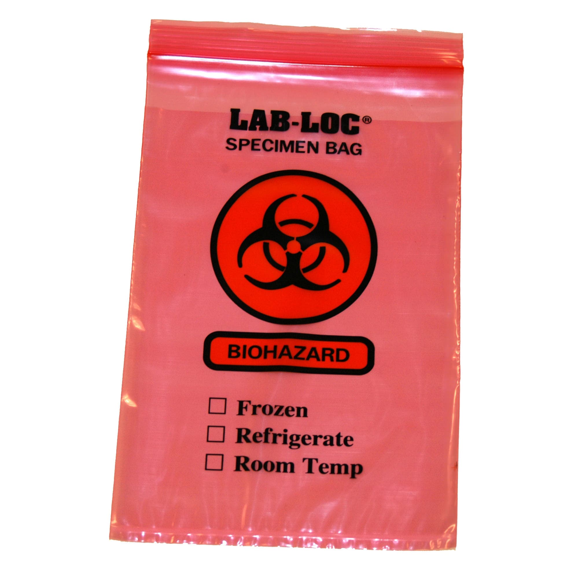 Lab-Loc NonSterile Specimen Transport Bag with Document Pouch, Red Tint, 6 x 9" - Case of 1000 - Image 1