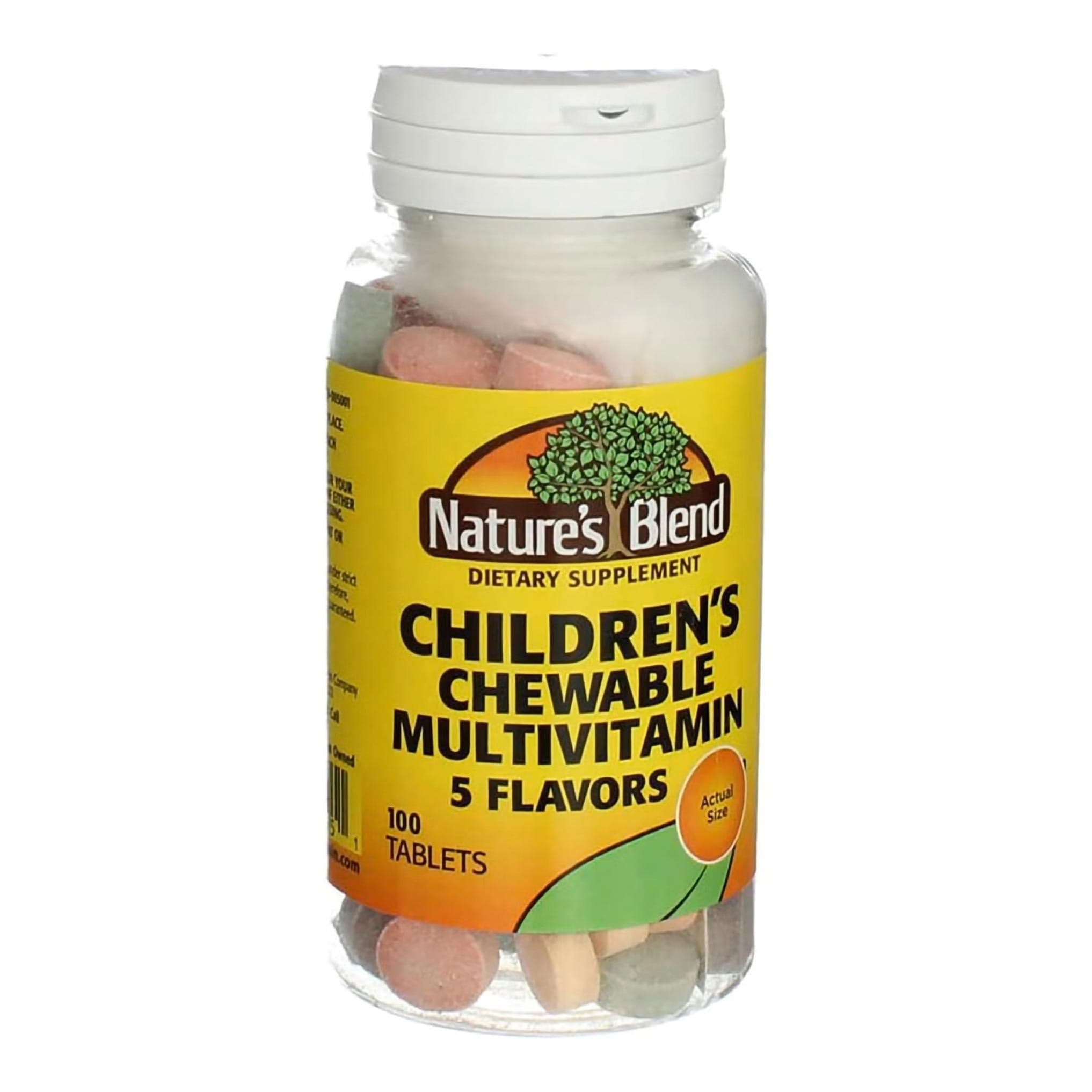 Nature's Blend Pediatric Chewable Multivitamin Tablet, Assorted Fruit Flavors - Bottle of 100 - Image 2