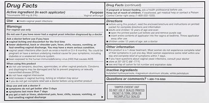 Leader Tioconazole 1-Day Vaginal Antifungal Applicator - Each - Image 2