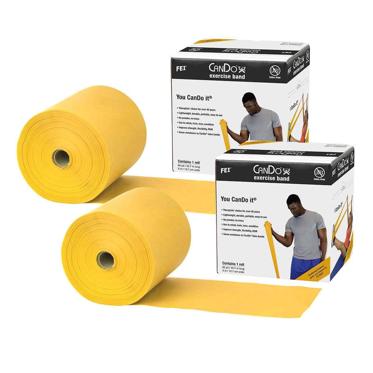CanDo Latex Free Exercise Band, 100 yard (4 x 25 yard Rolls), Gold, 3X-heavy - Image 1