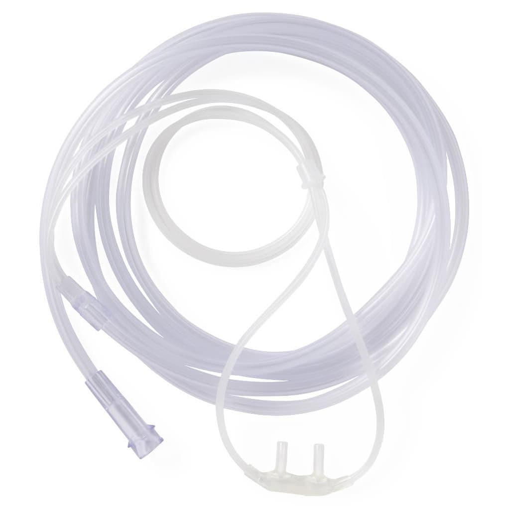 Medline Hudson RCI SuperSoft Curved Nasal Oxygen Cannula with Standard Connector, Pediatric, 7' (2.1 m) Tubing - Each - Image 1