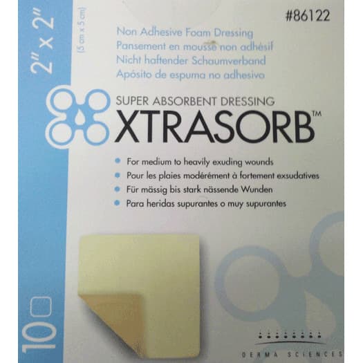 Xtrasorb Non-Adhesive Foam Dressing, 2 x 2 Inch - Case of 40 - Image 1