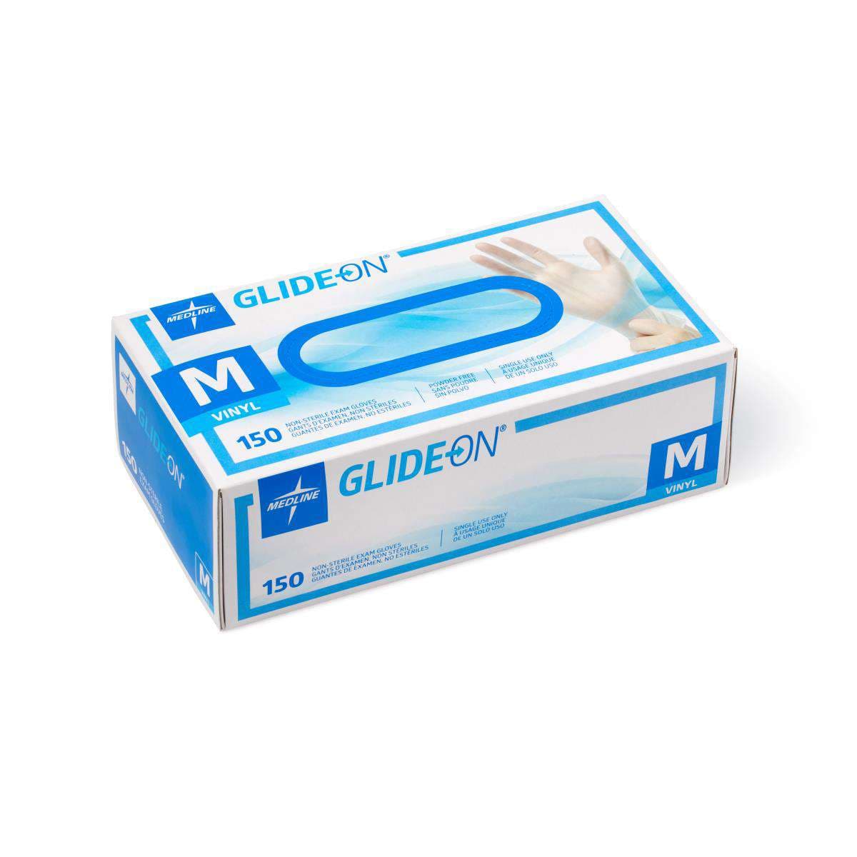 Glide-on Powder-free Vinyl Exam Gloves, Medium - Box of 150 - Image 1
