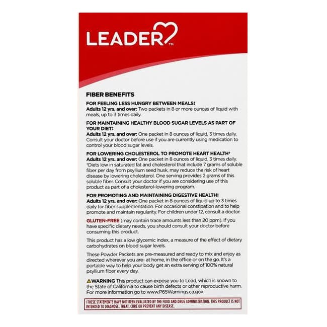 Leader Sugar-Free Daily Fiber, Orange Smooth Flavor Powder, Single Dose Packs - Box of 54 - Image 3