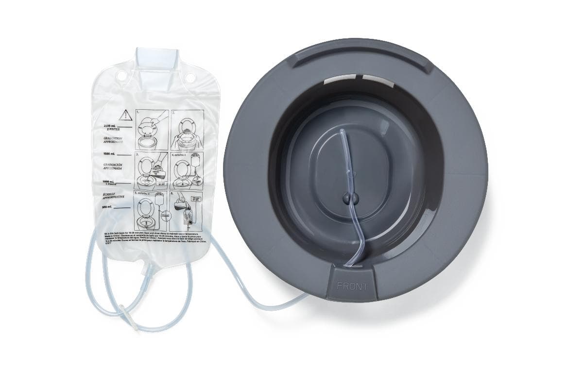 Medline Sitz Bath Basin and Clamp with 2, 000 mL Solution Bag, Graphite - Image 1