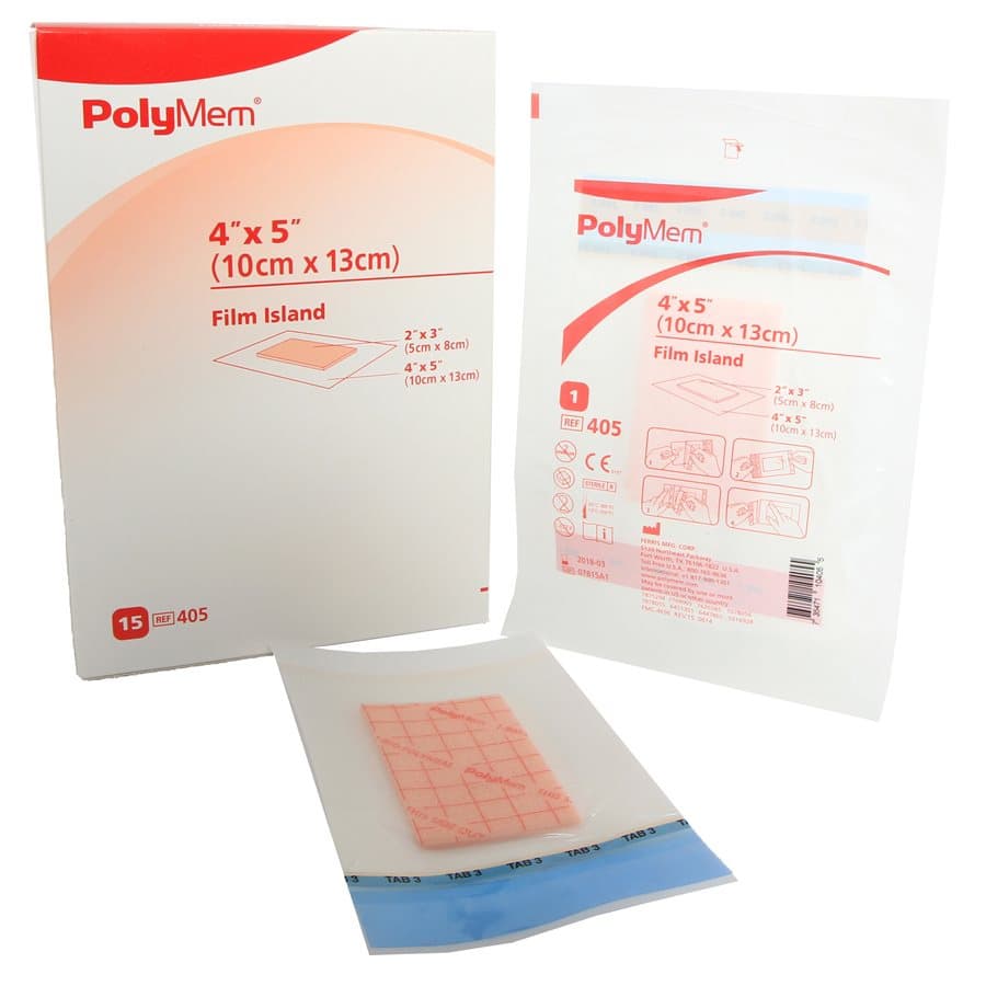 PolyMem Film Adhesive Dressings, 4 x 5 Inch - Box of 15 - Image 1