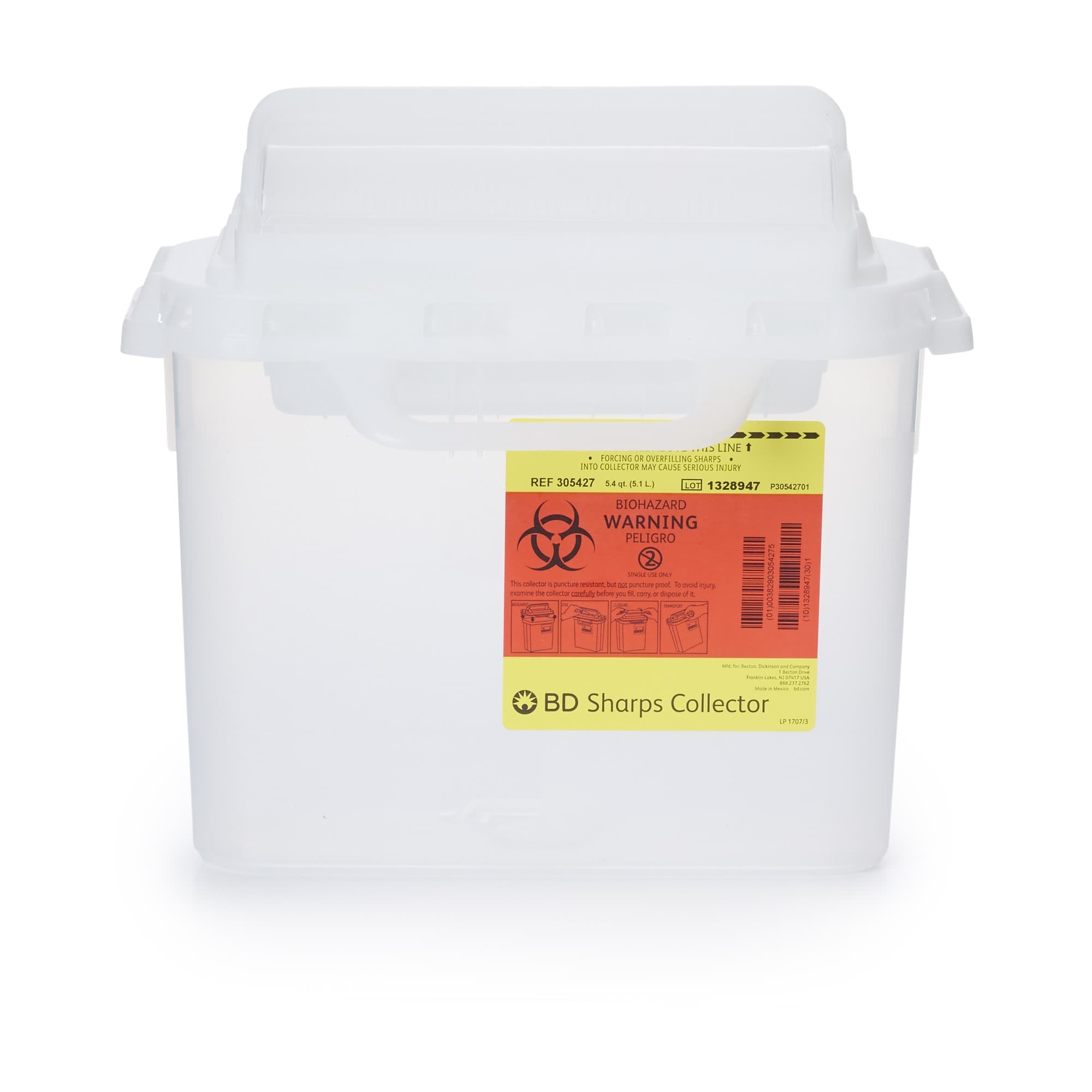 BD Counterbalanced Door Patient Room Collector, Clear, 5.4 Quart - Each - Image 1