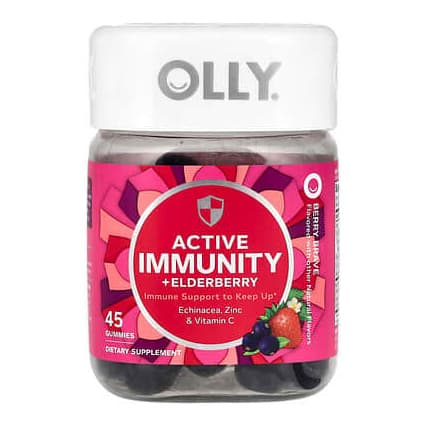 OLLY, Active Immunity + Elderberry Gummies, Berry Brave Gummies - Bottle of 45 - Image 1