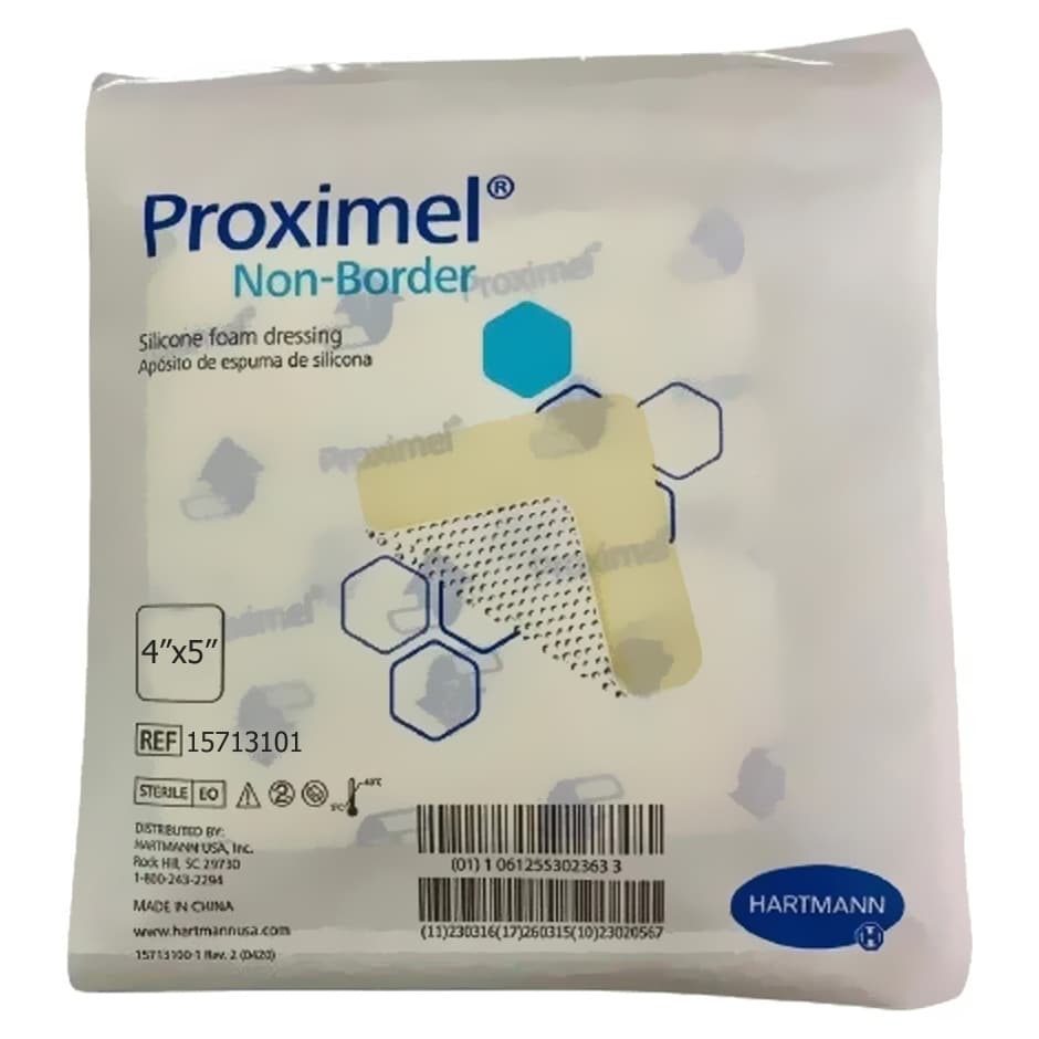 Proximel Non-Border Three-Layer Silicone Foam Dressing 4 X 5 Inch Sterile - Each - Image 1