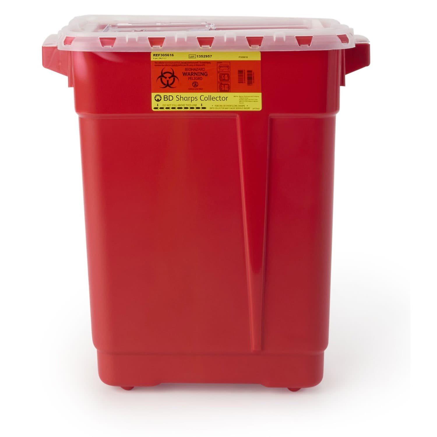 BD Large Sharps Container, 9 Gallon, Sliding Lid - Case of 8 - Image 1