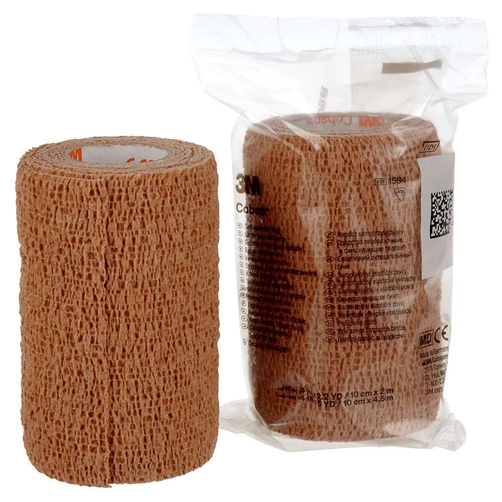 3M Coban Standard Compression Self-Adherent Wrap, NonSterile, Tan, 4 Inch x 5 Yard - Image 1