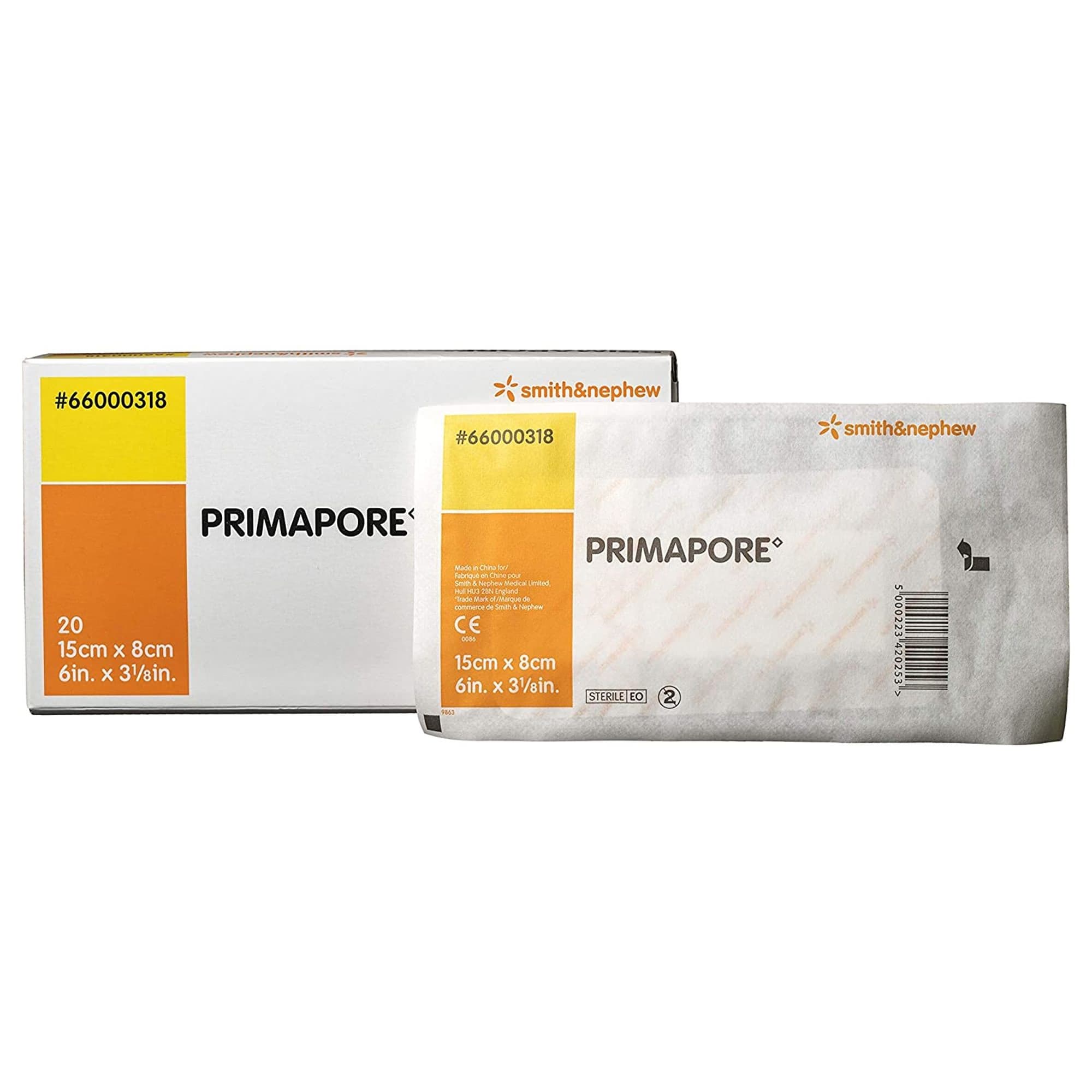 Primapore Adhesive Dressing, 3-1/8 x 6 Inch, White, Sterile - Case of 200 - Image 1