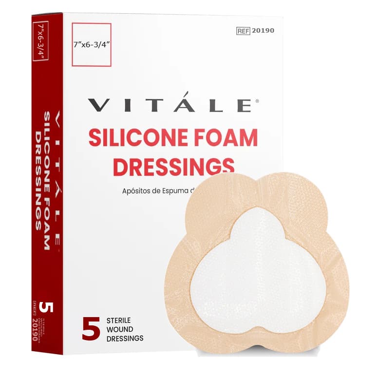 Cellera Vitale Sacral Silicone Foam Dressings, 7 Inch x 6.75 Inch - Box of 5 - Image 1