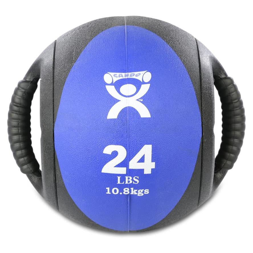 CanDo Dual-Handle Medicine Ball, Blue, 24 Lbs - Image 1