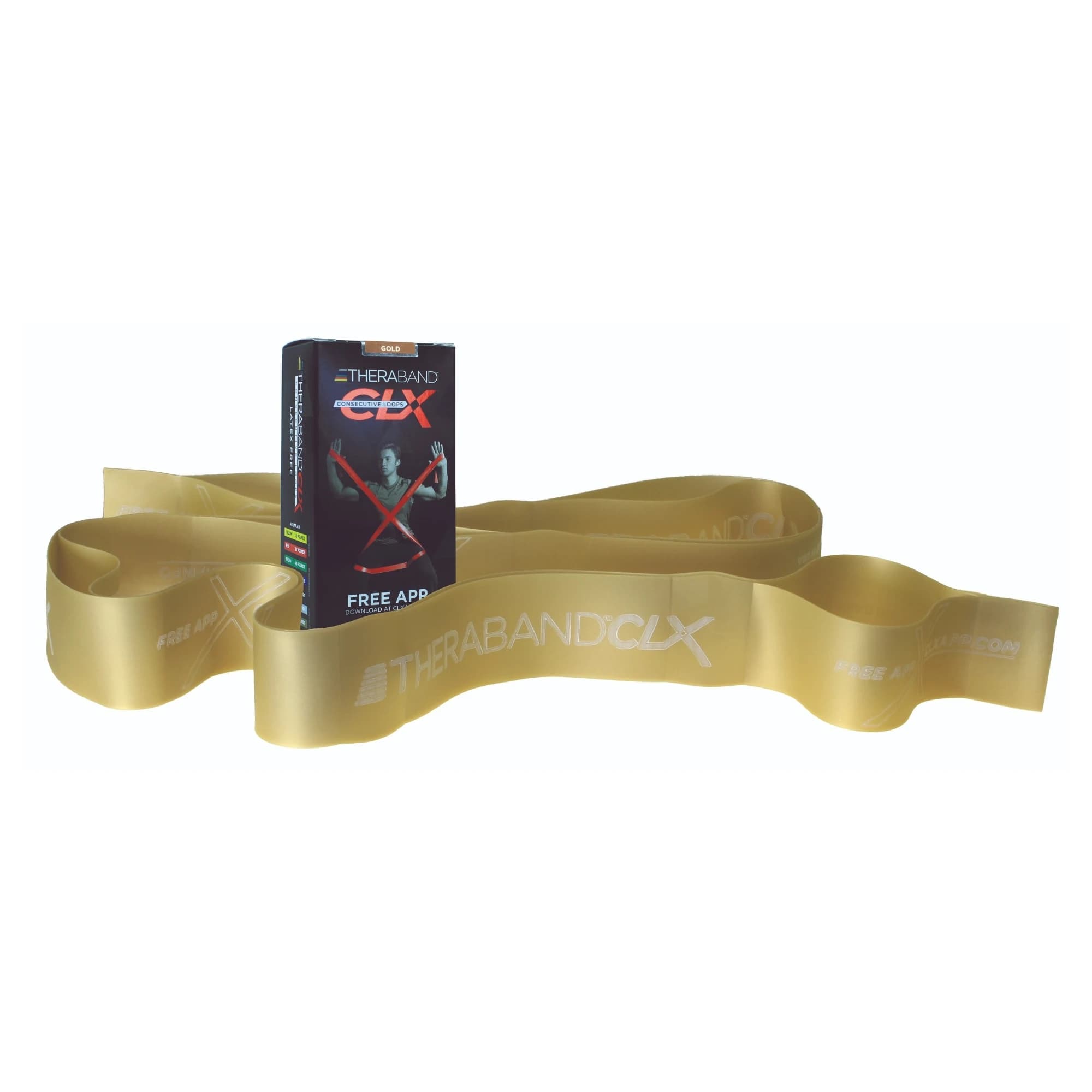 TheraBand CLX Resistance Band with Loops, 5 ft. Individual, Elite, Gold - Image 1