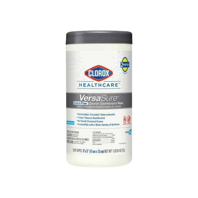Clorox Healthcare VersaSure Surface Disinfectant Cleaner Wipe, Canister, 5 x 6 Inch - Case of 900 - Image 1