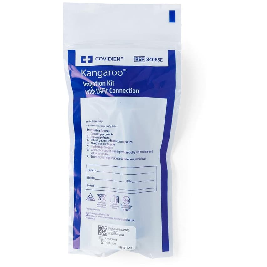 Kangaroo I.V. Pole Pouch with 60-cc Piston Syringe, ENFit Connection