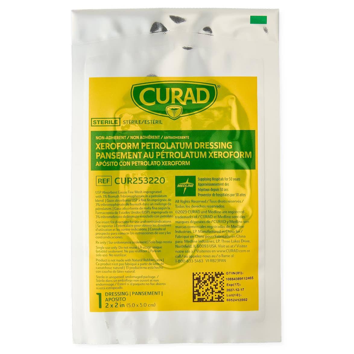 Curad Non Adherent Xeroform Petrolatum Gauze Dressing, 2 x 2 Inch - Box of 25 Curad Non Adherent Xeroform Petrolatum Gauze Dressing, 2 x 2 Inch - Box of 25