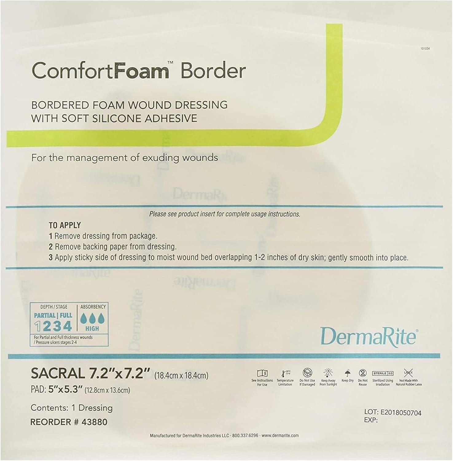 ComfortFoam Border Silicone Foam Dressing with Border, Sacral, 7.2 x 7.2 Inch - Each - Image 1