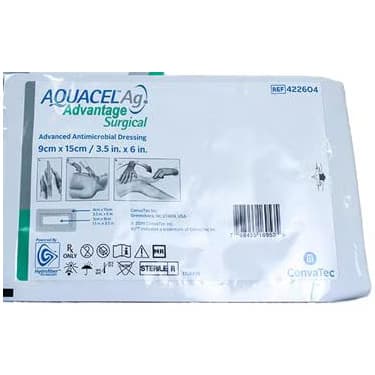 AQUACEL Ag Advantage Antimicrobial Dressings, 3.5 x 6 Inch - Each - Image 1
