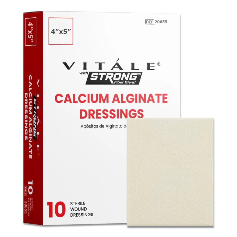 Vitale STRONG Calcium Alginate Dressings, 4 x 5 Inch - Box of 10 - Image 1