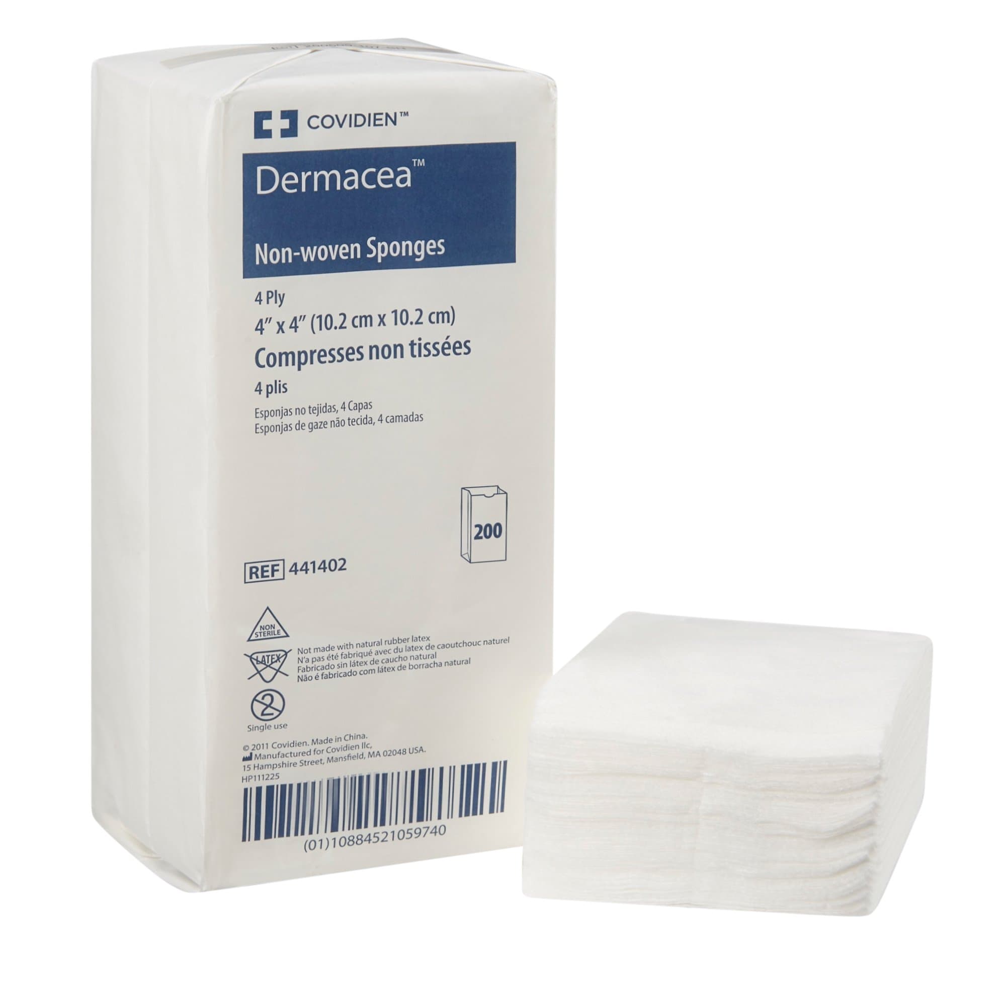Dermacea 4 Ply Non-woven All-Purpose Sponges, 4 x 4 Inch, Non-Sterile - Box of 200 - Image 1