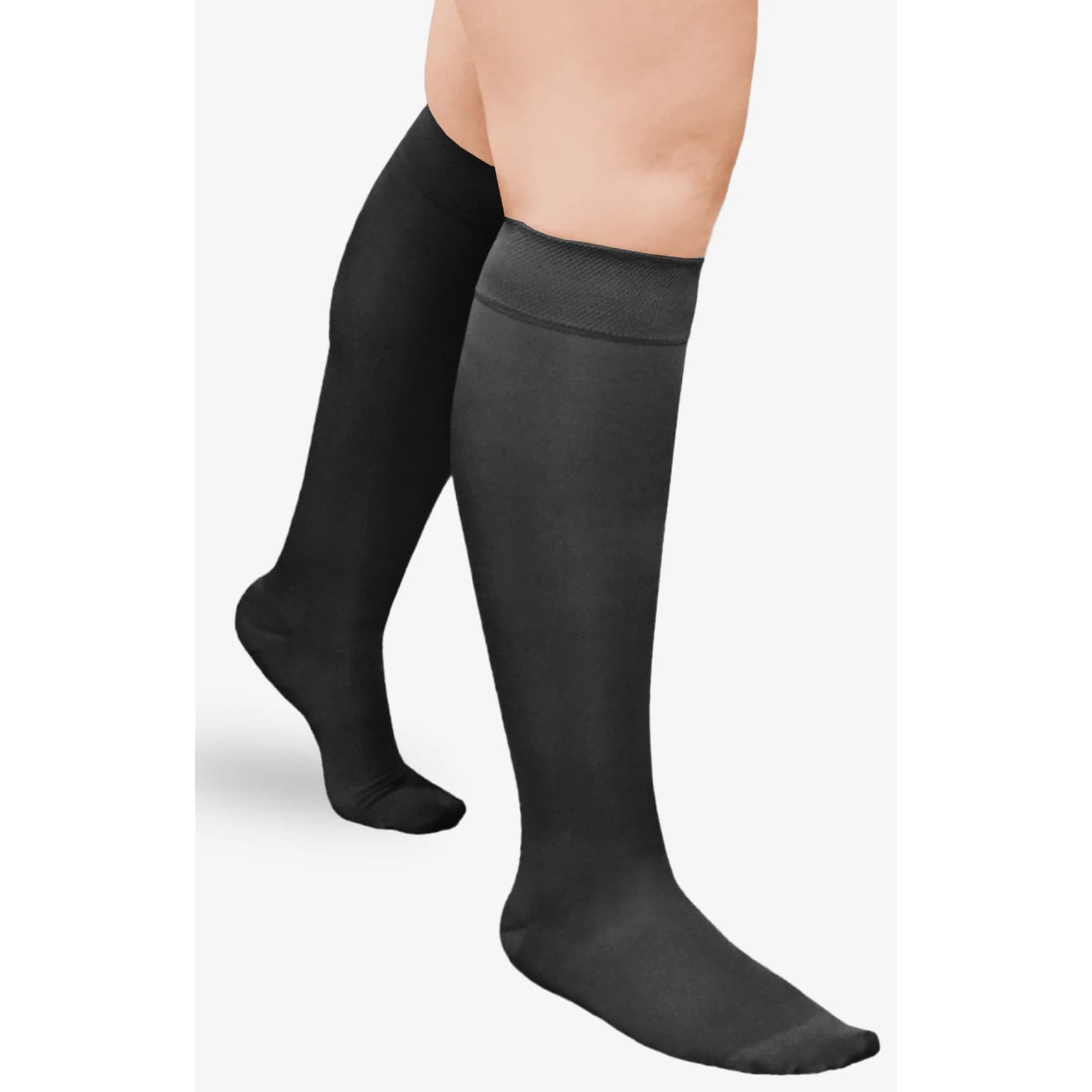 L&R ExoSoft Below Knee Stocking, Average, Large, Black, Close Toe, 20-30 mmHg - Pair - Image 1