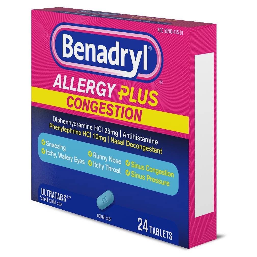 Benadryl Allergy Plus Congestion Ultratab, 25 mg - Case of 24 - Image 2