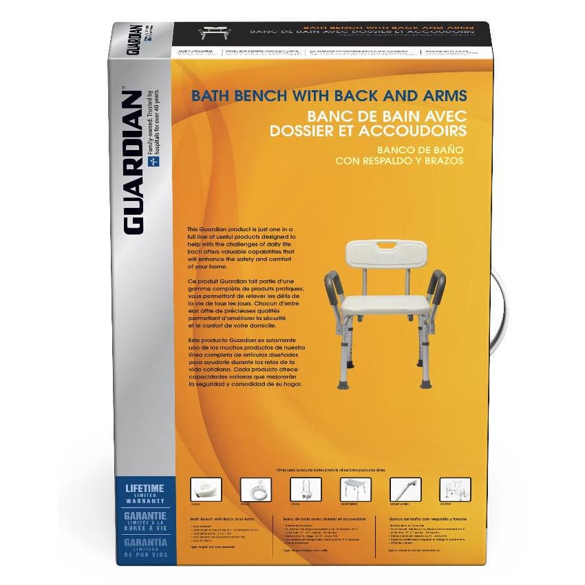 Medline Knockdown Bath Bench with Back and Arms - Image 2