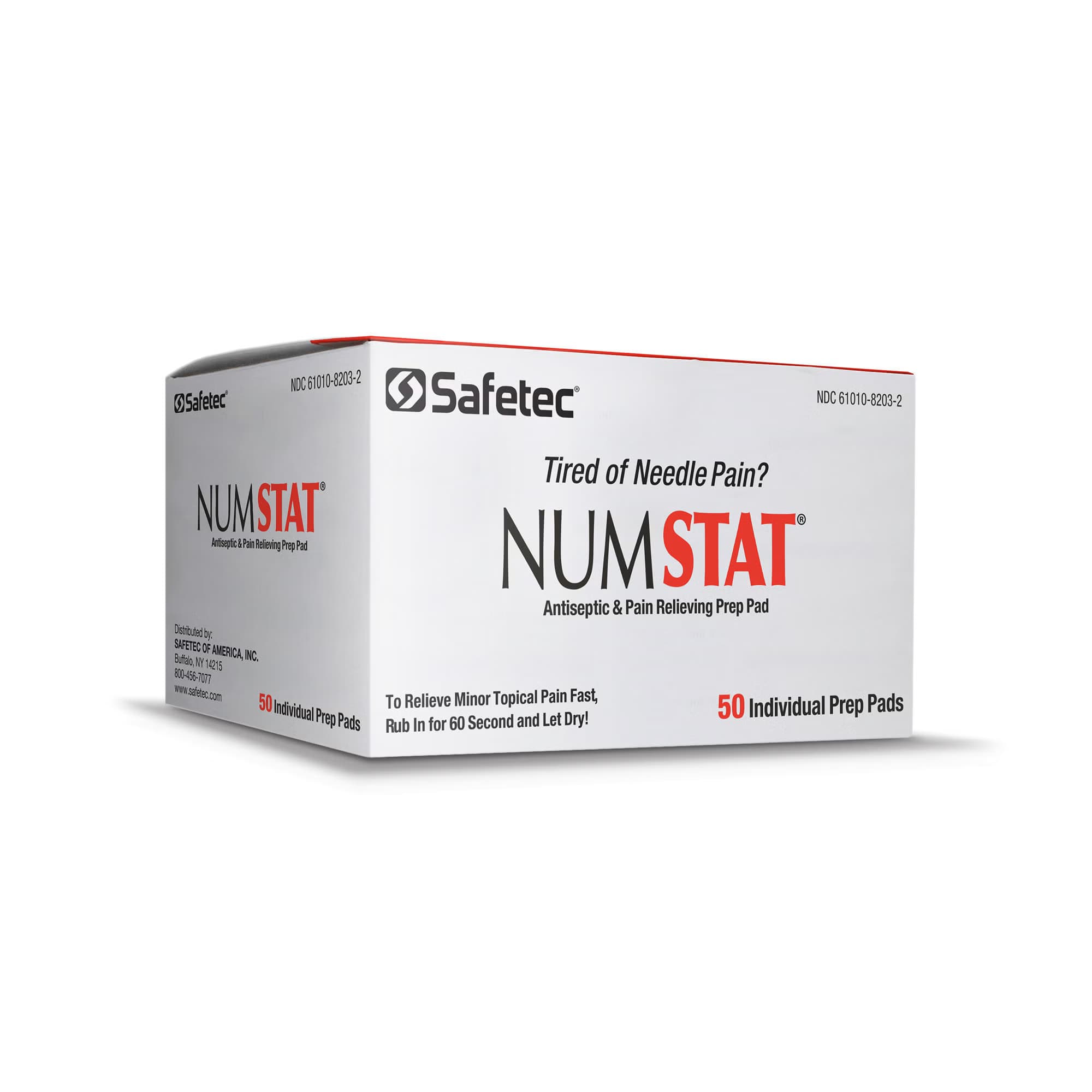 Safetec Numstat Antiseptic & Pain Releiving Prep Pads, 1.13 x 2-3/4 Inch - Case of 1000 - Image 2