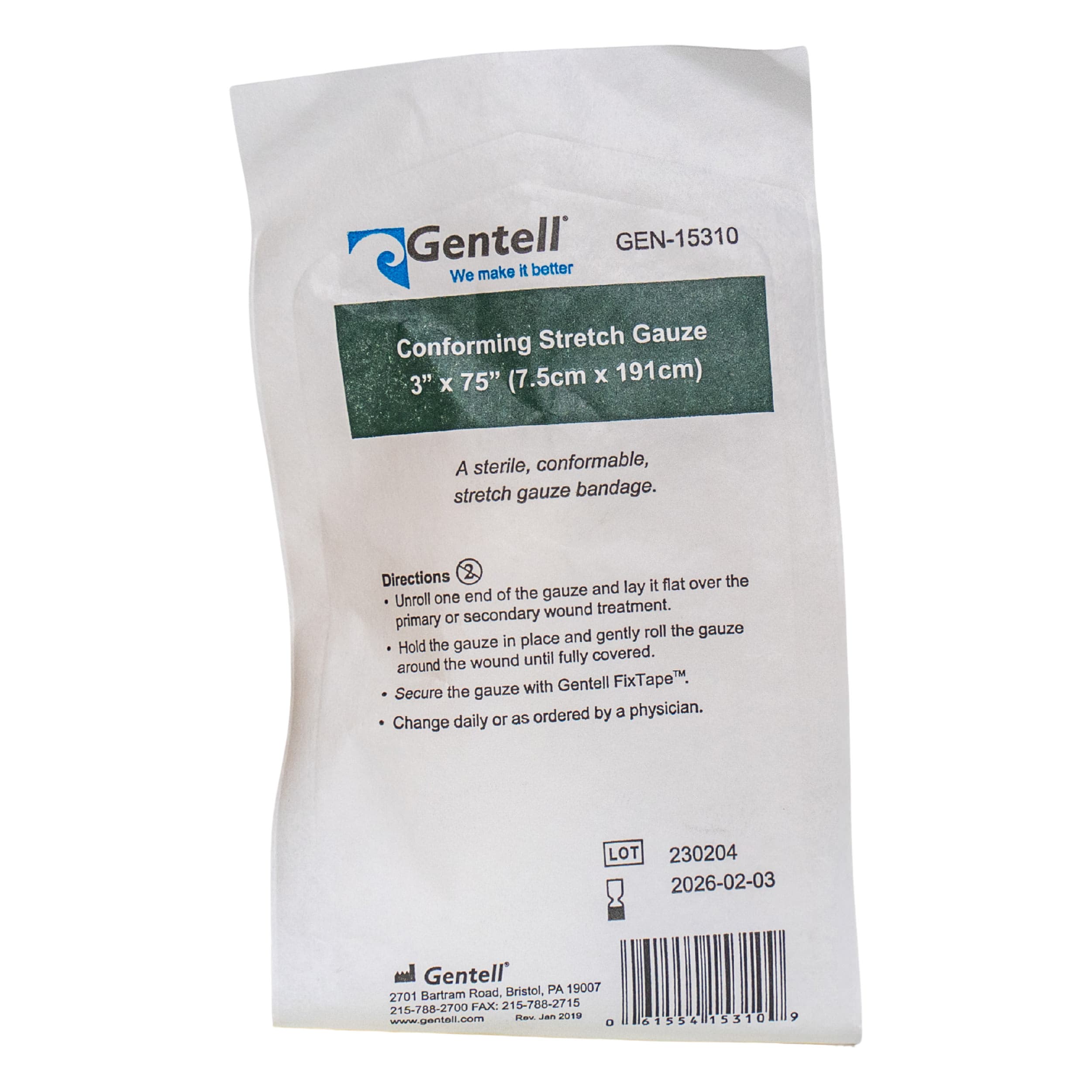 Gentell Conforming Stretch Gauze, 3 x 75 Inch - Box of 10 - Image 1