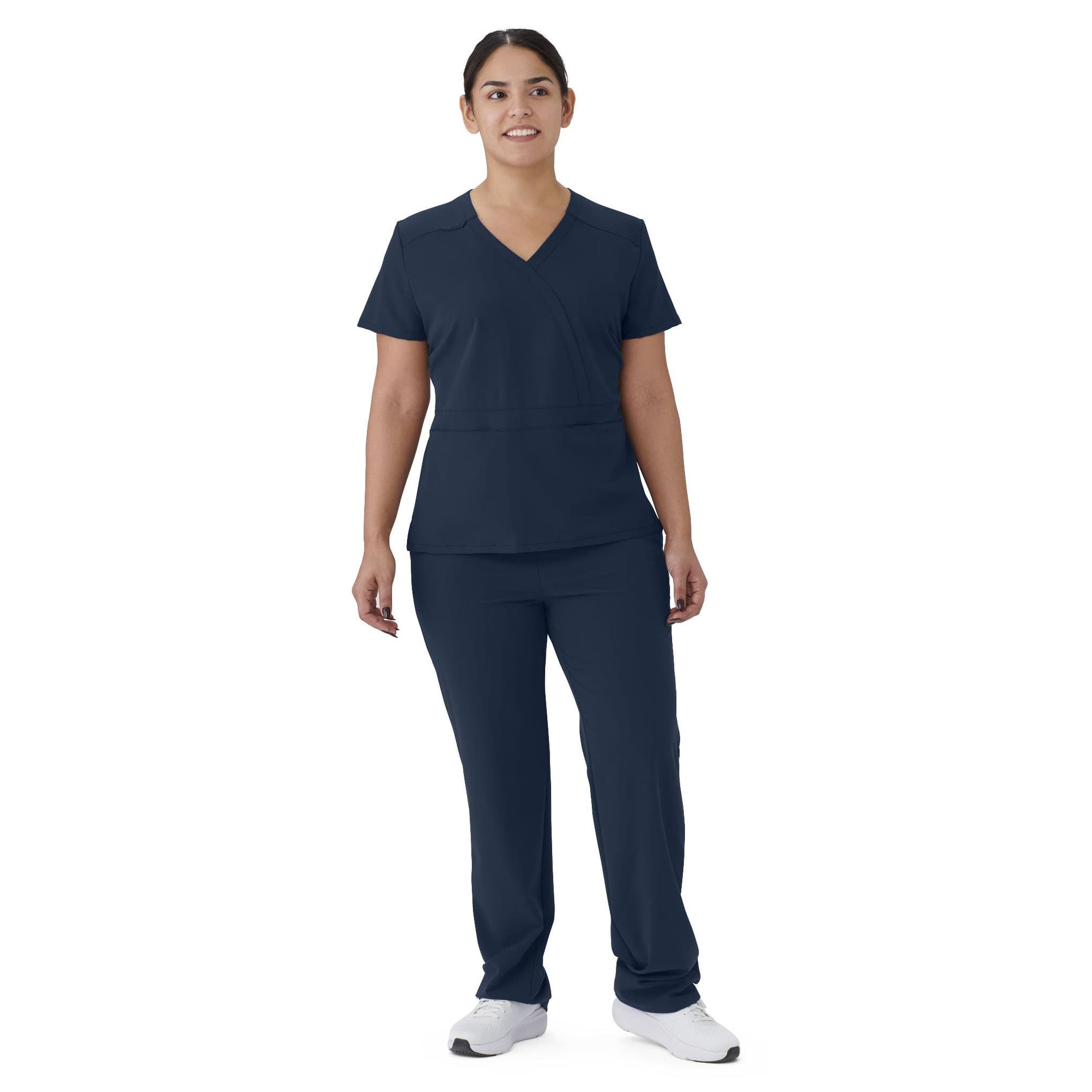 Medline Brooklyn AVE Women's Scrub Top, Mock Wrap, Navy, 2XSmall - Each - Image 1