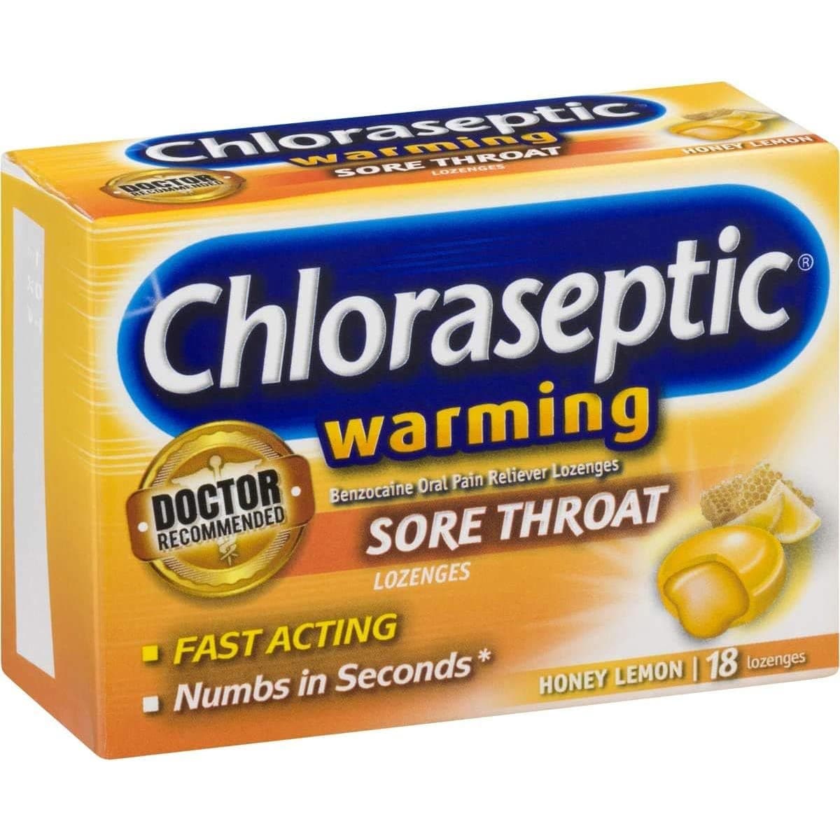 Chloraseptic Sore Throat Lozenges, Warming with Real Honey Honey Lemon - 18 Count - Image 3