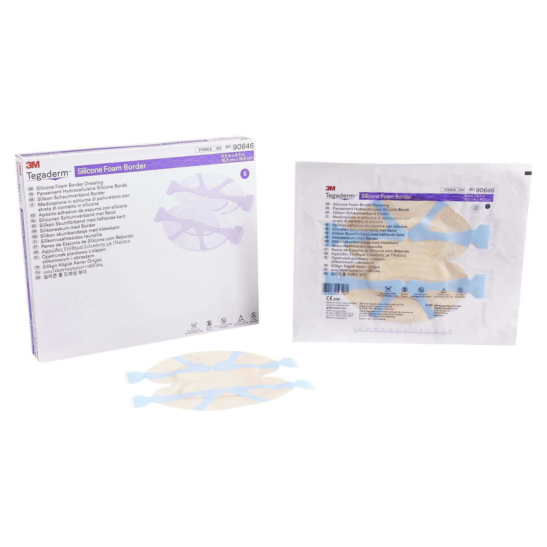 3M Tegaderm Silicone Foam Heel and Contour Dressing, 6" x 6" - Box of 5 - Image 1