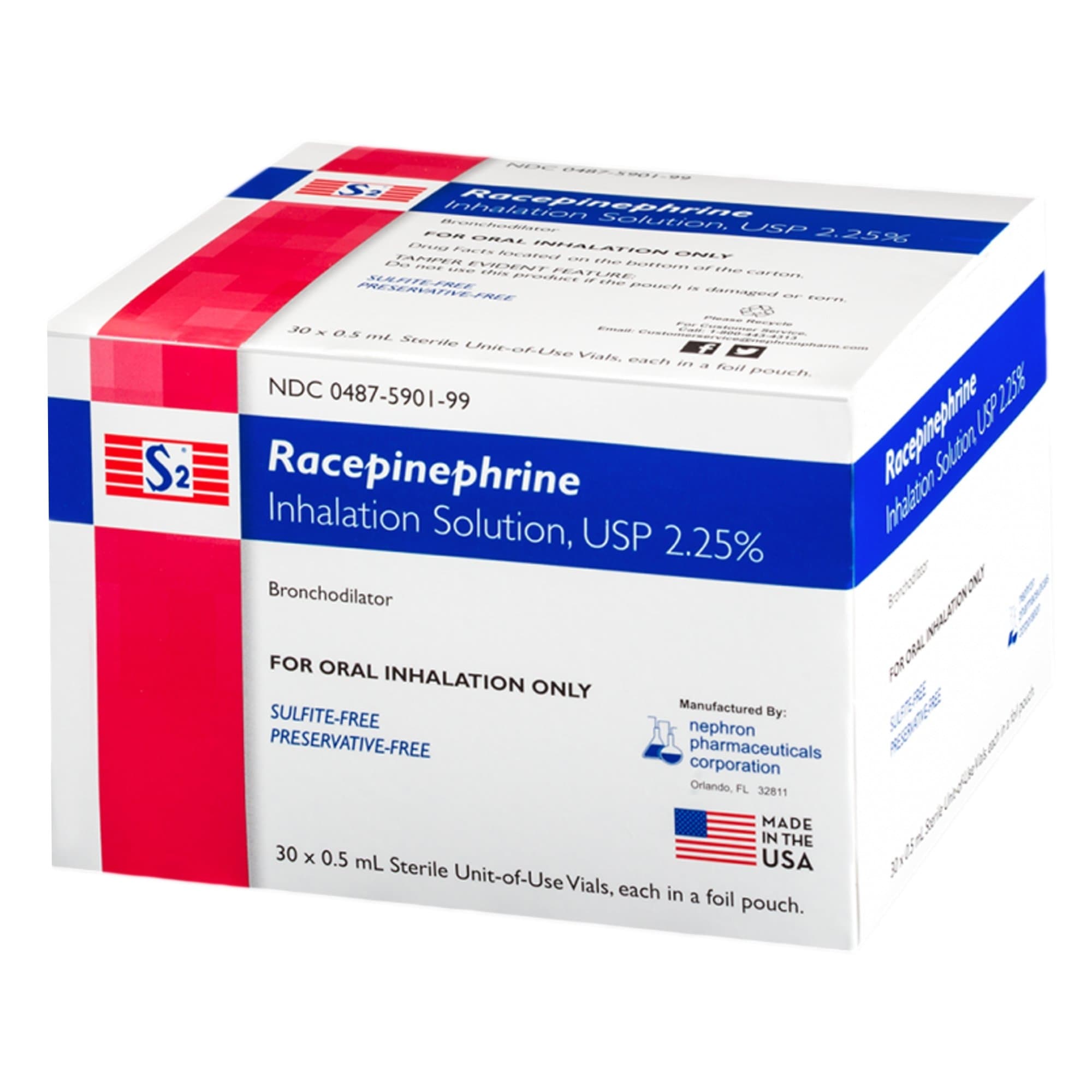 Bronchodilator Nephron 2.25% Inhalation Solution, 0.5 ml - Carton of 30