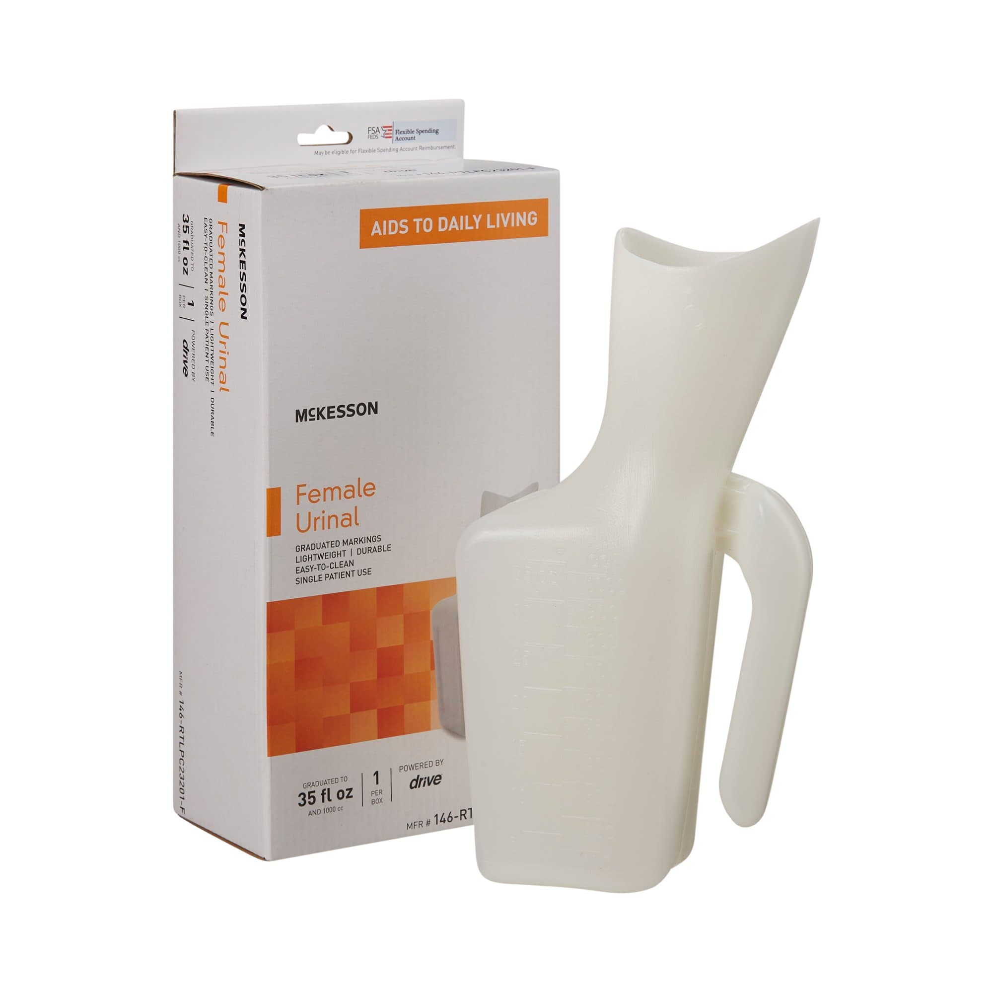 McKesson Single Patient Use Plastic Female Urinal - Each - Image 1