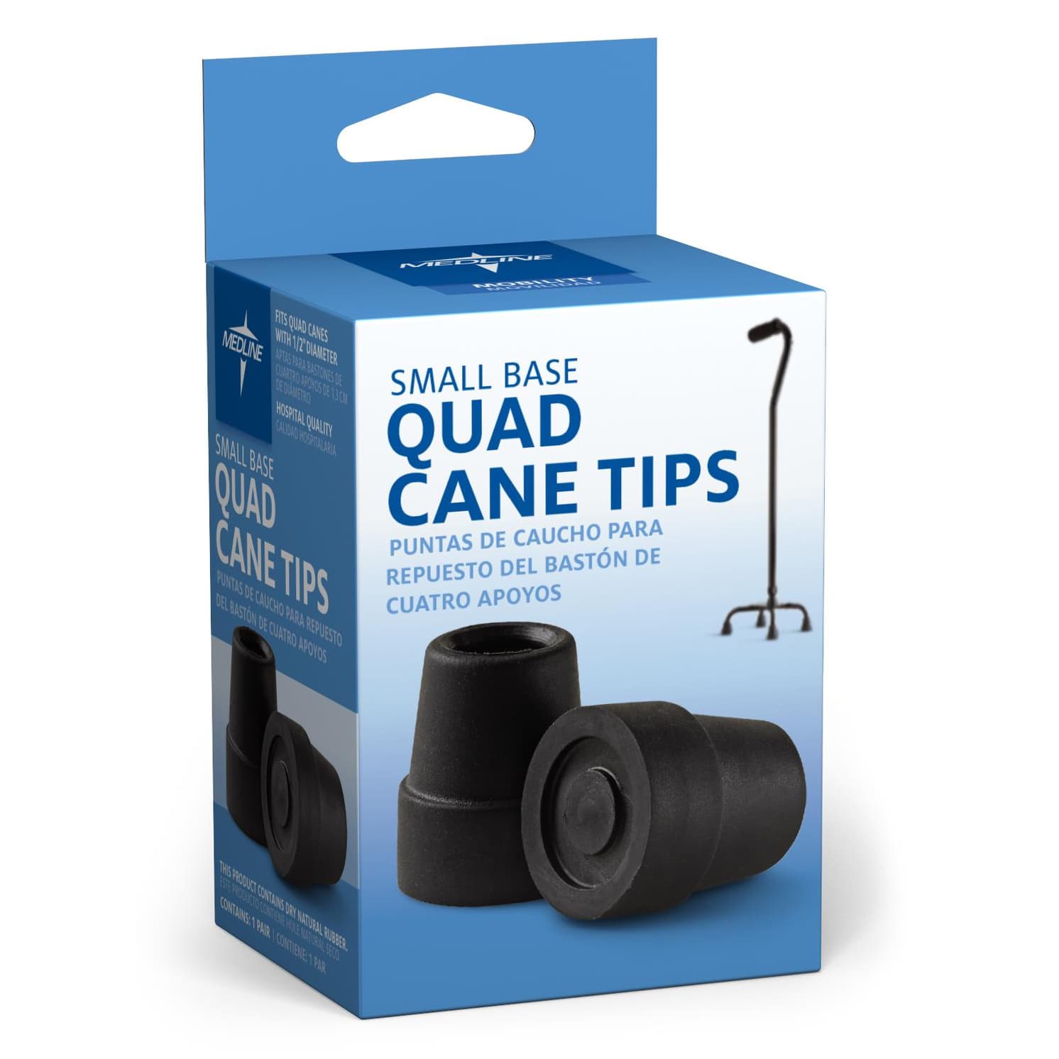 Medline Quad Cane Tips, 1/2" I.D - Case of 6 - Image 1
