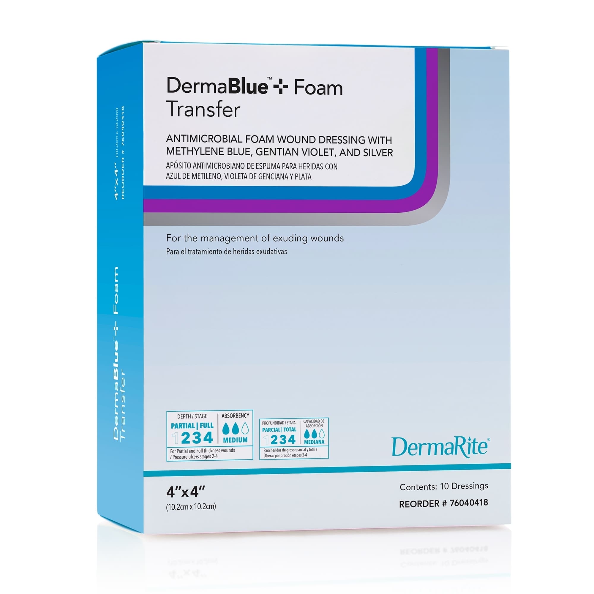 DermaBlue+ Foam Transfer Silver Antimicrobial Foam Wound Dressing - Image 2
