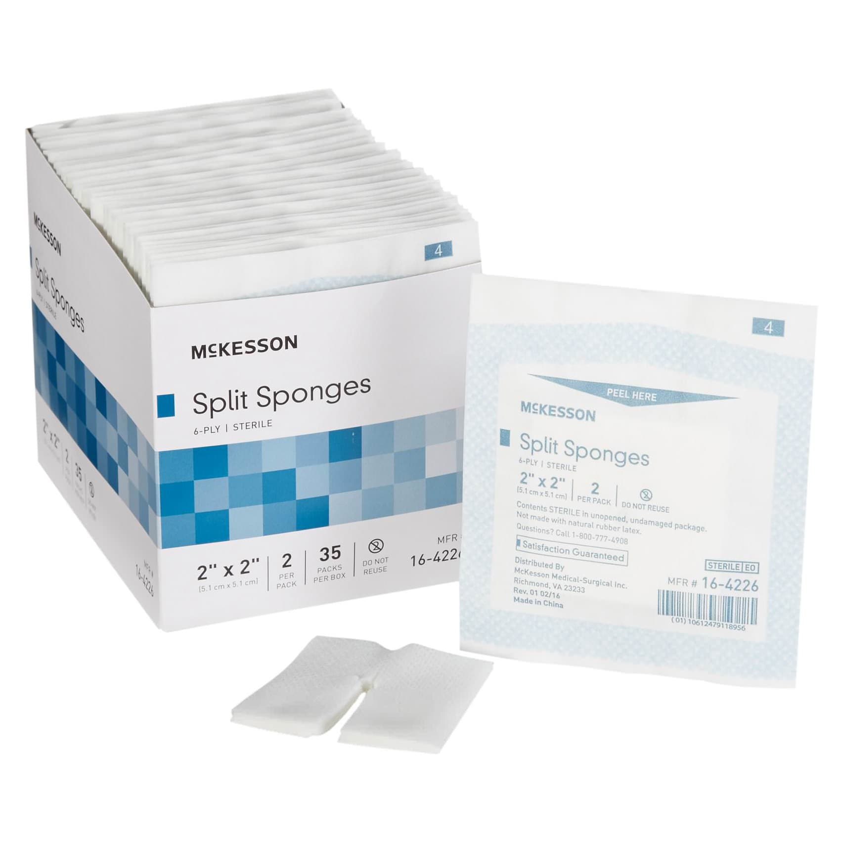 McKesson Polyester-Rayon IV Split Sponge, 2 x 2 Inch - Box of 70 - Image 1