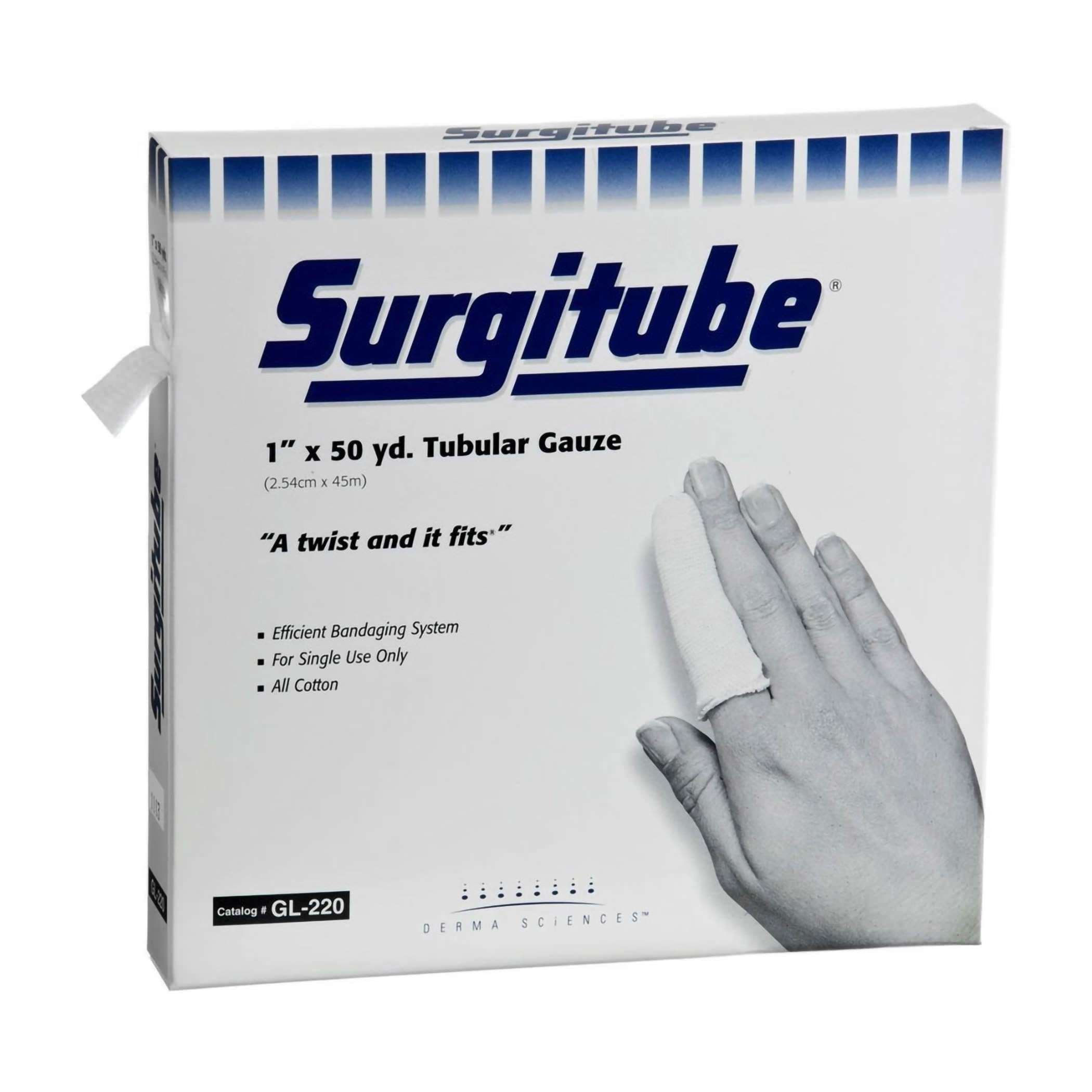 Derma Surgitube Tubular Gauze Bandage For Use with Applicator, 1 Inch x 50 Yard, White - Image 1