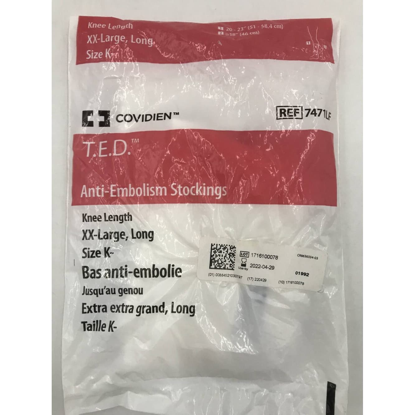 T.E.D Knee High Anti-Embolism Stockings, White, 2XLarge-Long - Pair - Image 1
