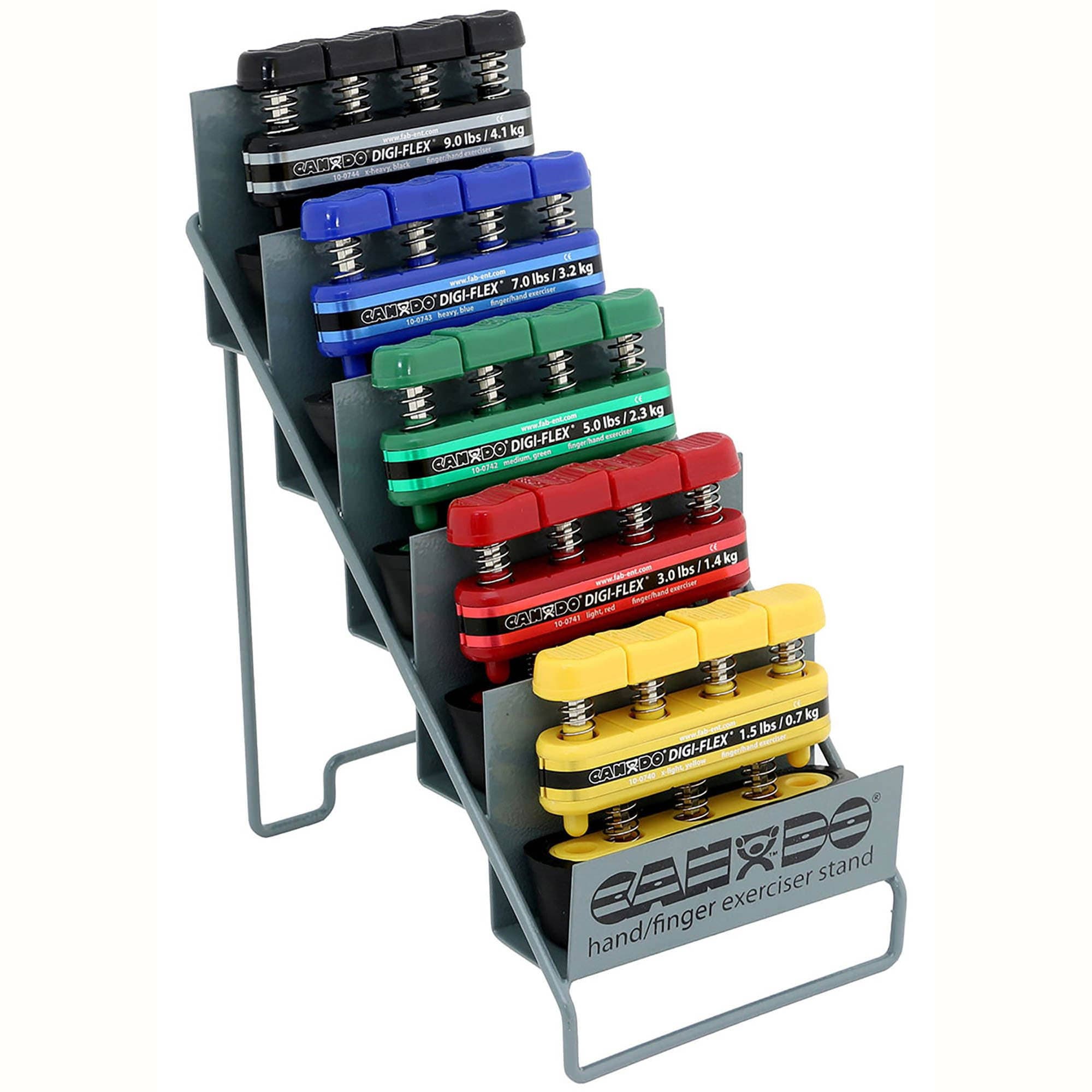 CanDo Digi-Flex Hand Exerciser, Set of 5, With Metal Rack - Image 1