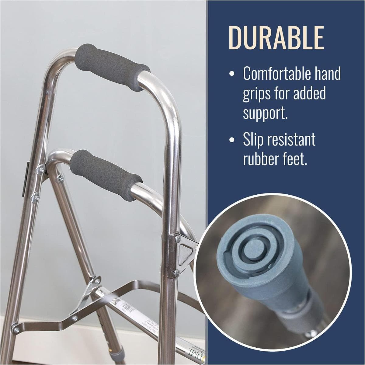 Healthsmart Folding Lightweight Hemi Side Style Walker, Adjustable Height, 250 lb - Image 3