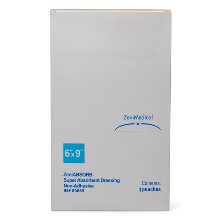 ZeniAbsorb Non-Adhesive Super Absorbant Foam Dressing, 6 x 9 Inch - Each - Image 1