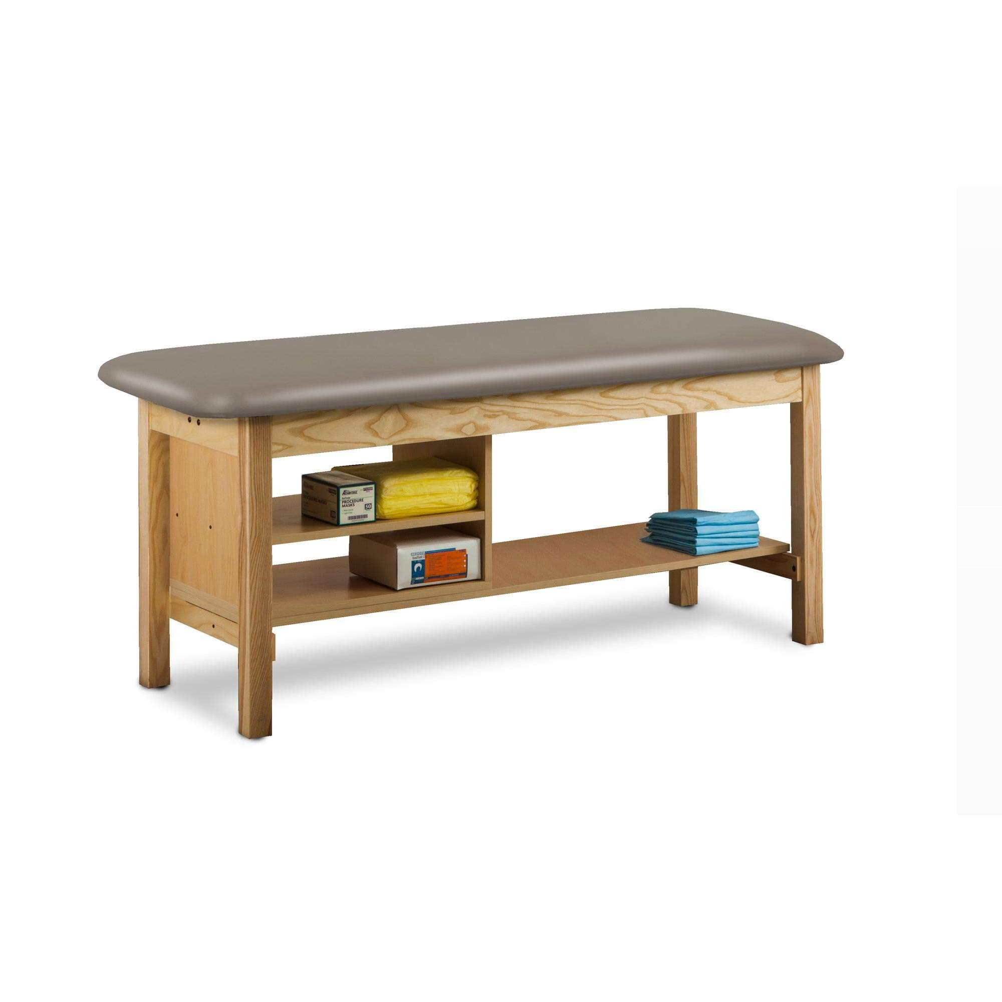 Clinton flat top classic series straight line treatment table with shelving - Image 8