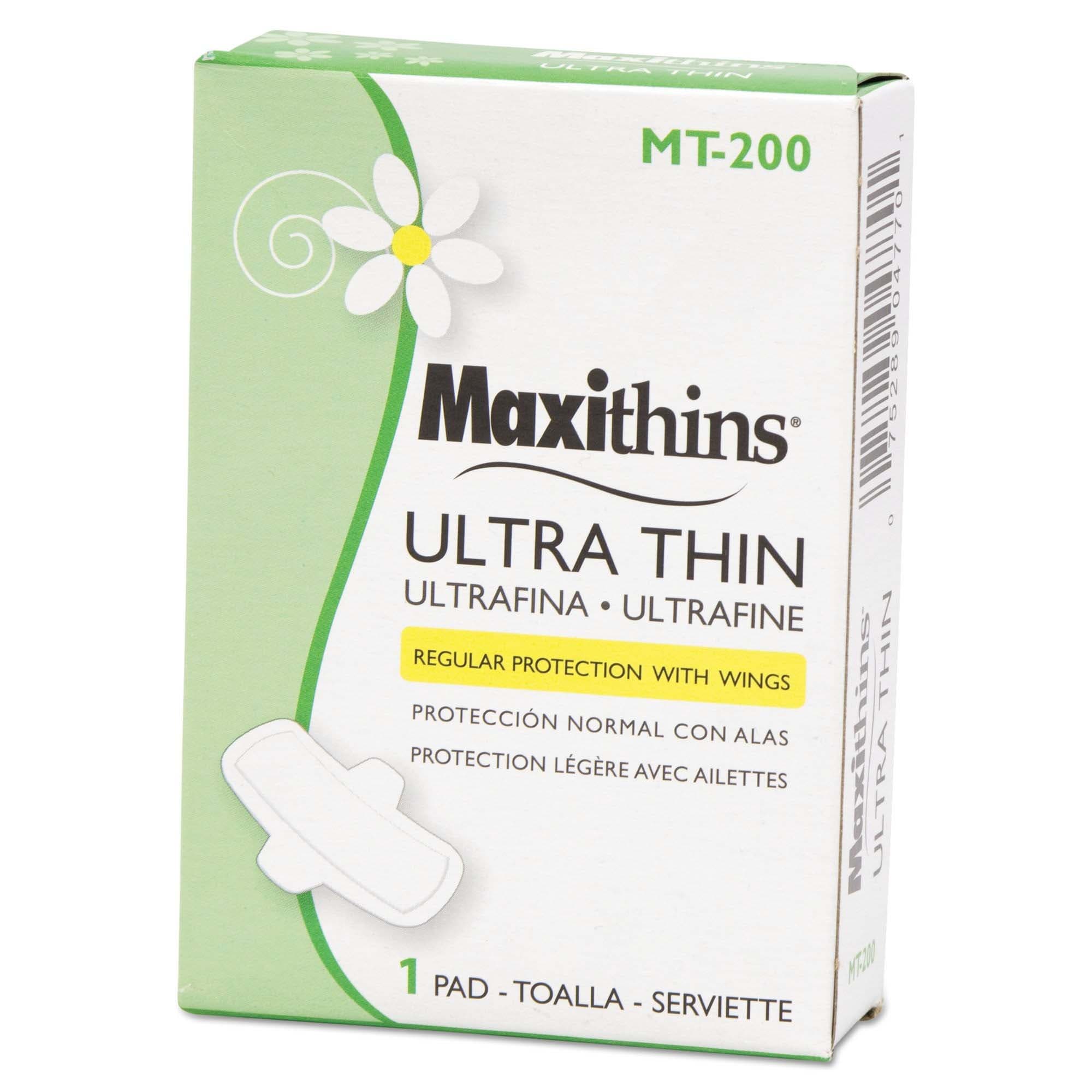Hospeco Maxithins Vended Ultra-thin Pads, Regular Absorbency - Case of 200