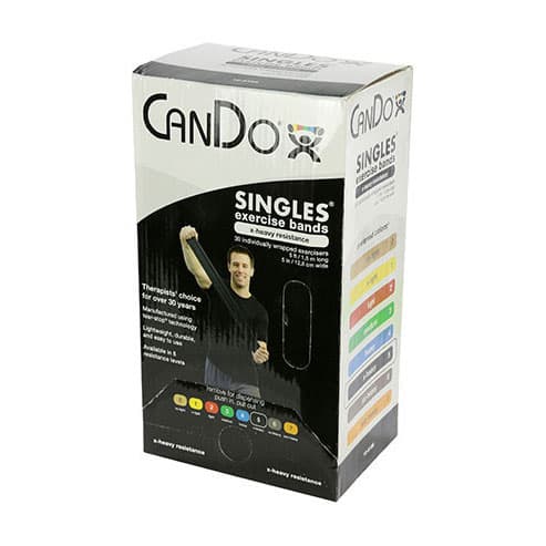 CanDo Low Powder Exercise Band, Black, X-Heavy - Box of 30 - Image 1