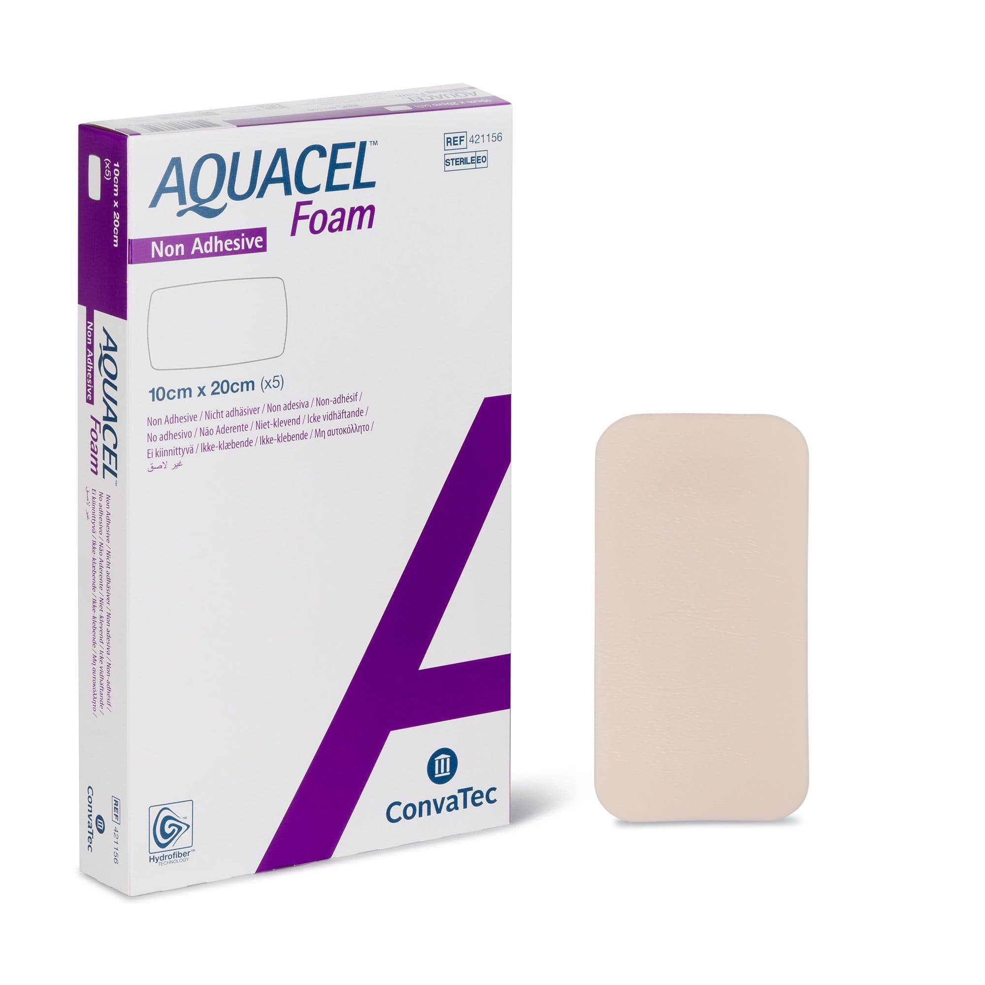 ConvaTec Aquacel Adhesive Foam Dressing, 4 x 8 Inch - Box of 10 - Image 1